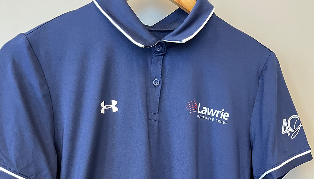 Lawrie Insurance Group branded golf shirt
