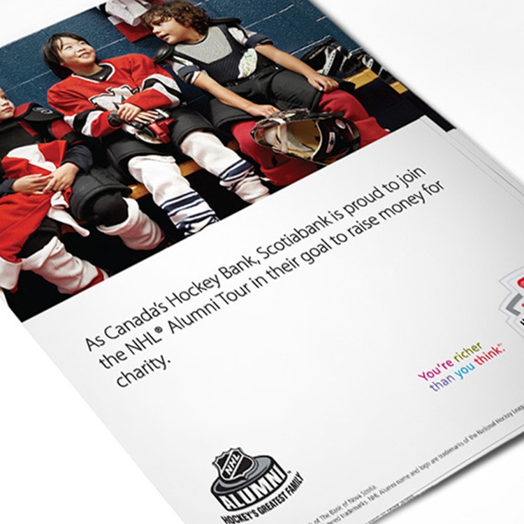 NHL Alumni and Scotiabank print campaign design